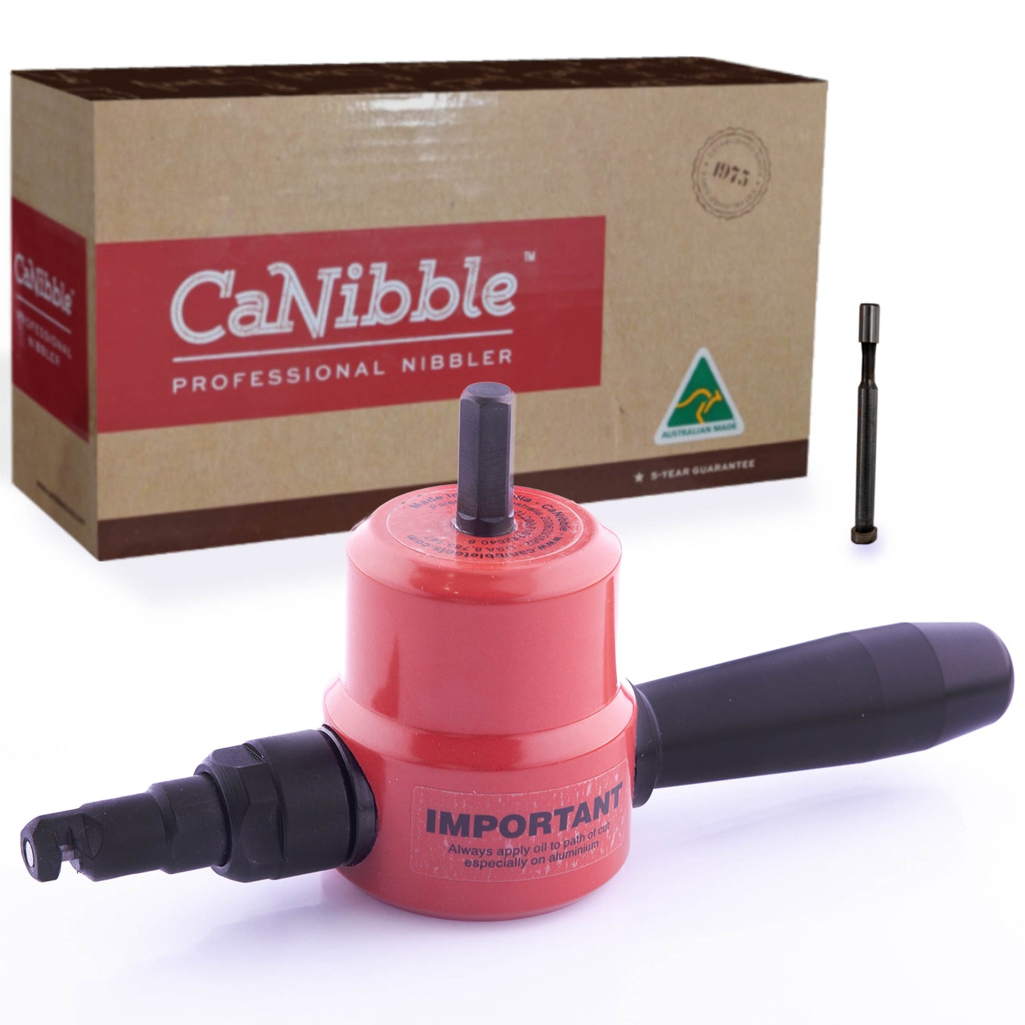 The CaNibble professional nibbler, or sheet metal tool. Australian Made Sheet metal cutting nibbler